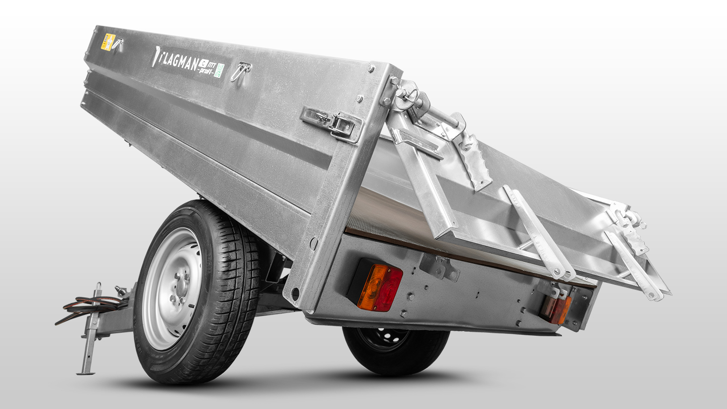 Прицеп Flagman | Флагман C/ПТТ — 1,0 с ПСМ к мини-трактору (самосвальный) 0