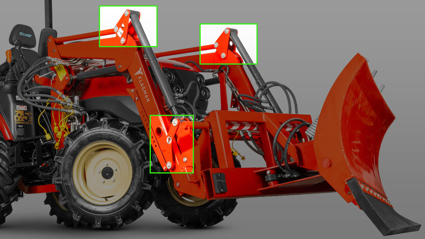 Отвал Flagman | Флагман 03 FP к фронтальному погрузчику с пружинными амор. и гидроповоротом (1,6 м) 0